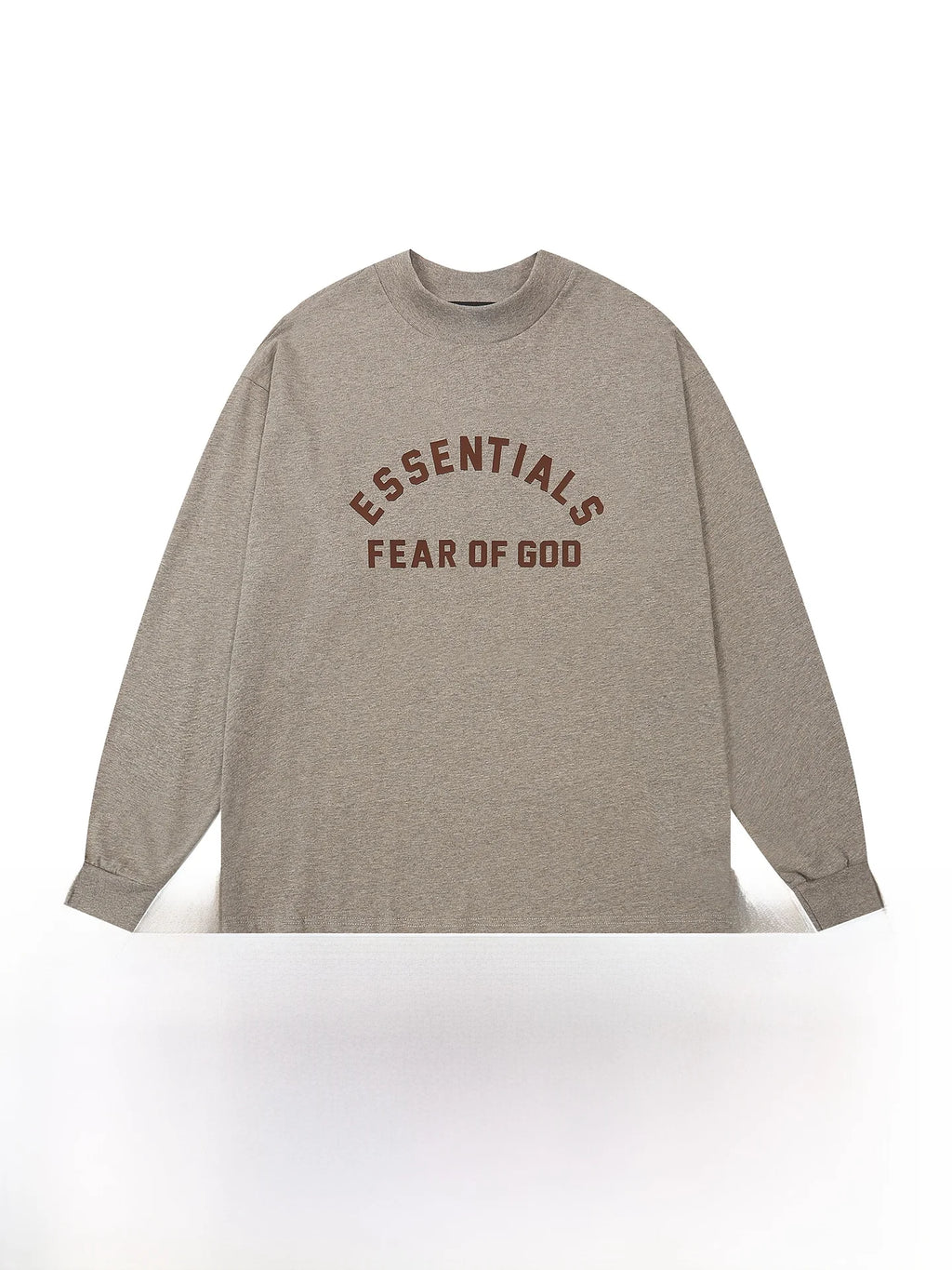 Essentials Algodão Puro Manga Comprida Gola Redonda Camiseta Unissex Casual Básica Camada Superior Primavera Outono Ajuste Solto Confortável - M 55-67,5kg Marrom manga comprida