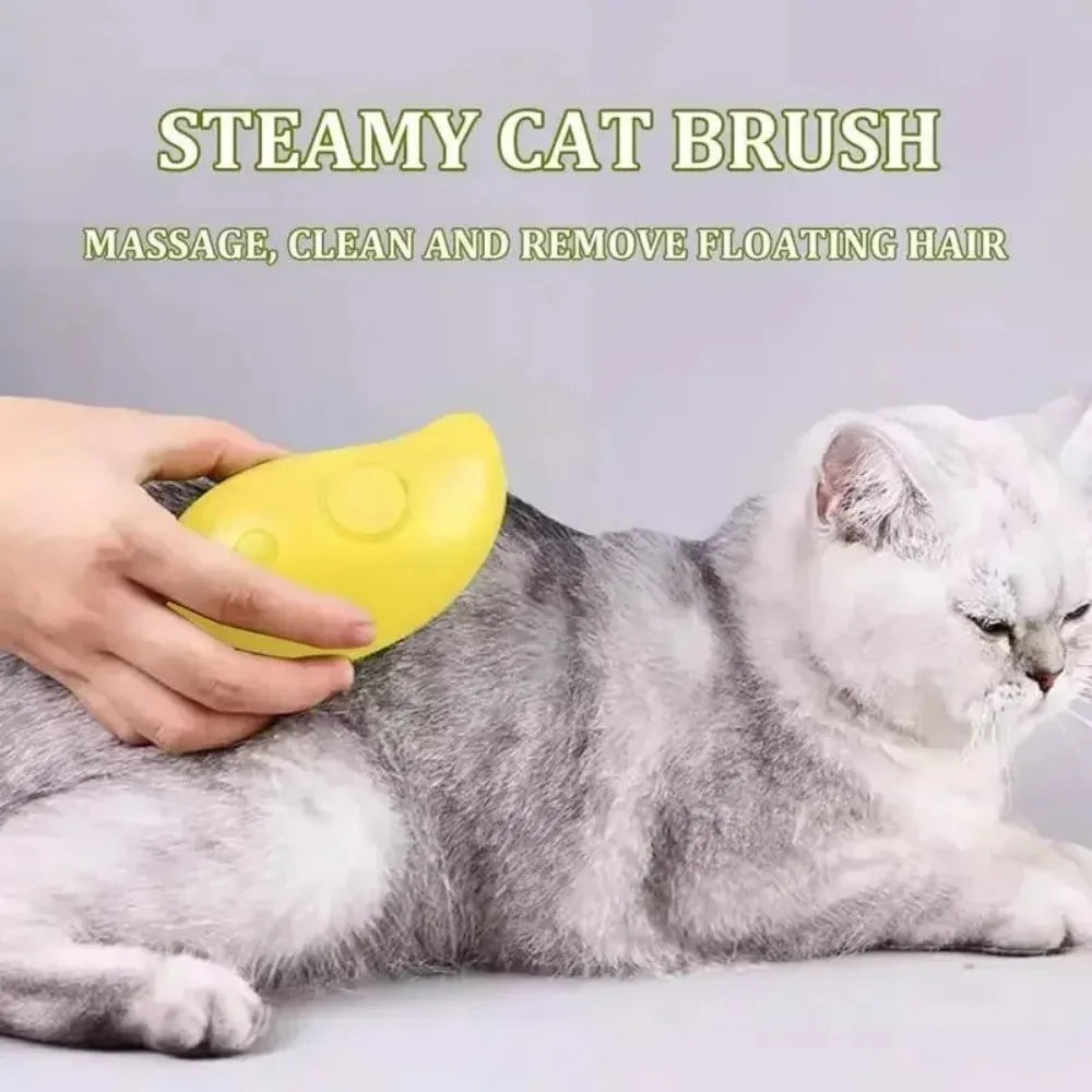 Escova a Vapor para Gatos e Cães, Pulverizador Elétrico para Massagem, Ferramenta de Tosa de Animais, Escova Massageadora Elétrica 3 em 1 para Remover Pelos Soltos