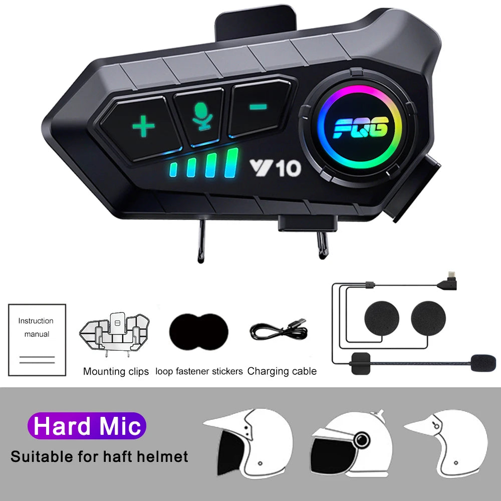 Fone de Ouvido Bluetooth 5.3 para Capacete Kit Telefone Chamada Mãos Livres sem Fio Moto Impermeável Fone de Ouvido Música MP3 Player Alto-Falante para Moto
