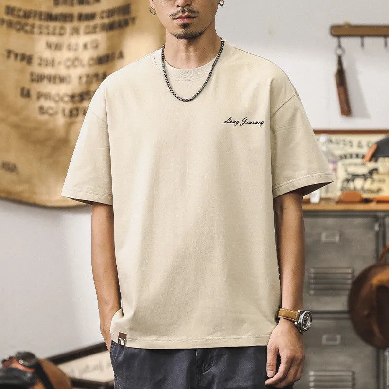 2026 Summer Men's Oversized Letter Print Short Sleeve T-shirt Casual Loose Crew Neck Tee Streetwear Tops for Men
