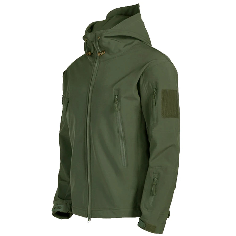 Jaquetas Militares Masculinas Soft Shell Shark Skin Táticas Corta-vento Impermeáveis Jaquetas Masculinas de Combate Casacos Bomber Masculinos com Capuz