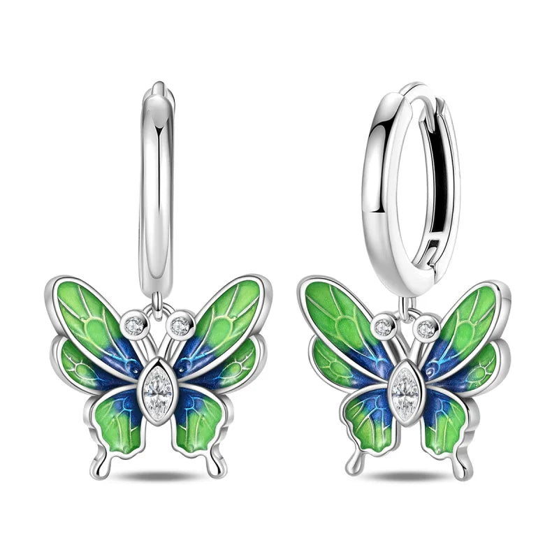 Brinco de Prata 925 Série Verde Trevo da Sorte, Incrustado em Pedra, Adequado para Presentes de Casamento Feminino, Noivado, Festa de Aniversário