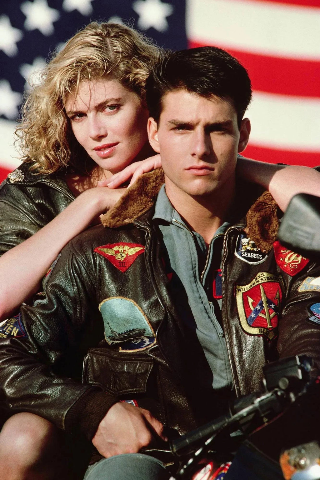 Jaqueta Masculina Top Gun G1 Tom Cruise Maverick Couro PU com Pelo Militar Bomber Aviador Piloto de Voo com Patch Bordado