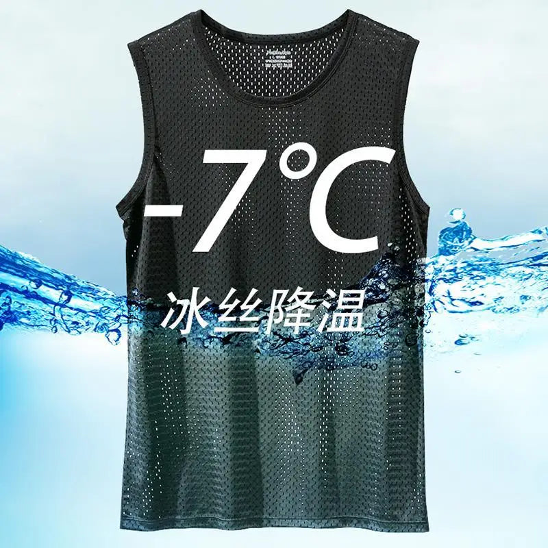 Regatas Masculinas em Malha de Seda Gelada, Regata de Academia Transparente para Musculação, Camiseta Sem Mangas, Colete Fitness Masculino, Regatas de Musculação em Malha
