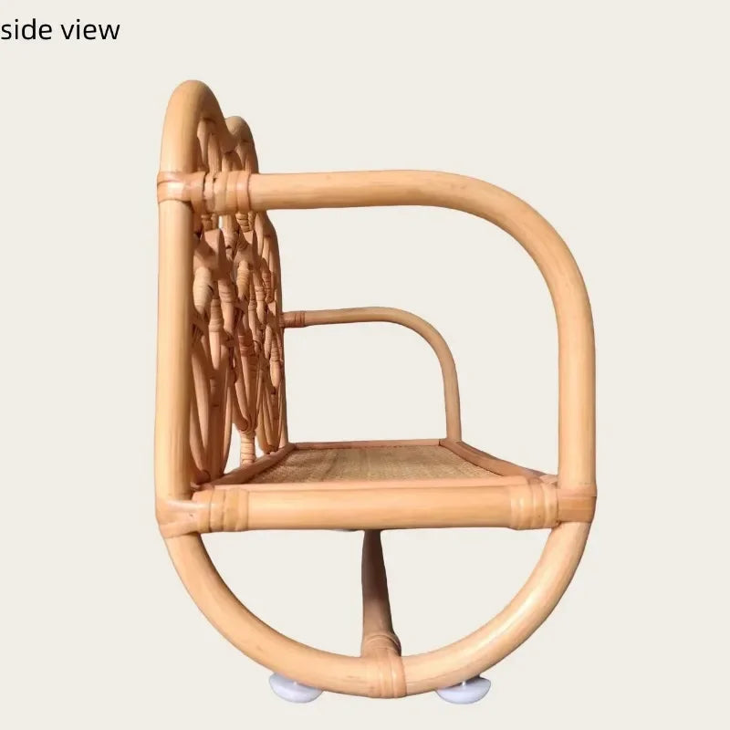 Natural Rattan Cat Sofa Bed Handwoven Cat Photography Prop Wicker Pet Bed for Indoor Cats Mini Photo Shoot Bed for Kittens