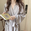 Robe luxuoso com textura Waffle: Robe feminino de manga longa, verão, roupa de dormir, camisola, roupa de dormir