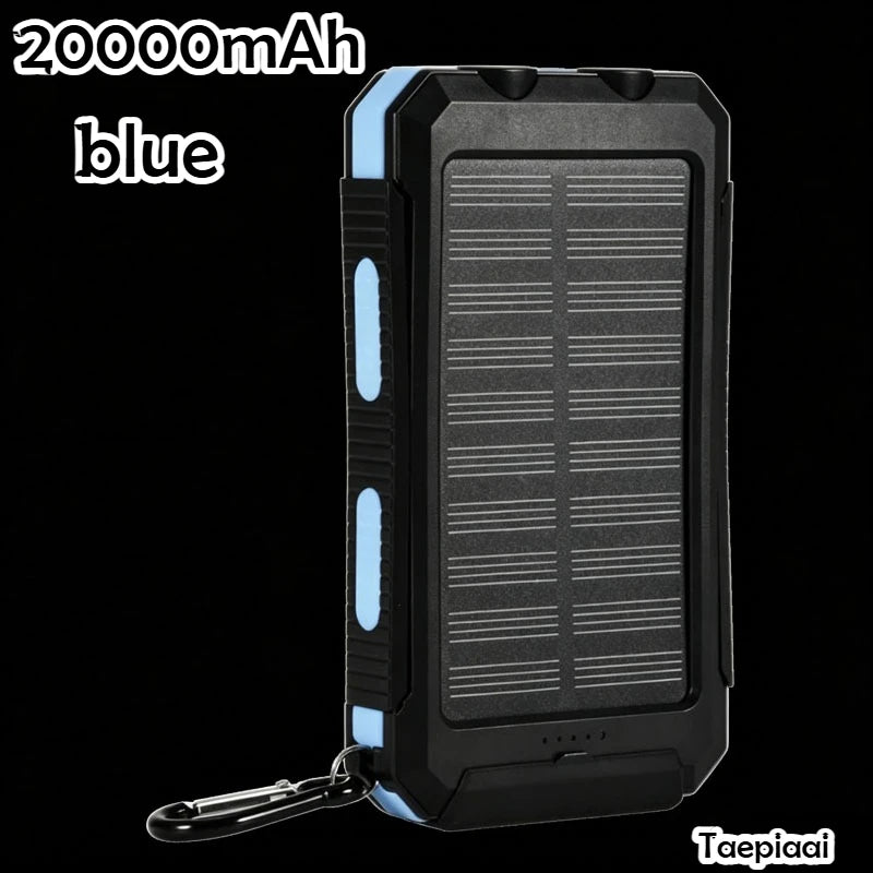 Solar Power Bank 20000mAh Portable Charging Strong LED Light