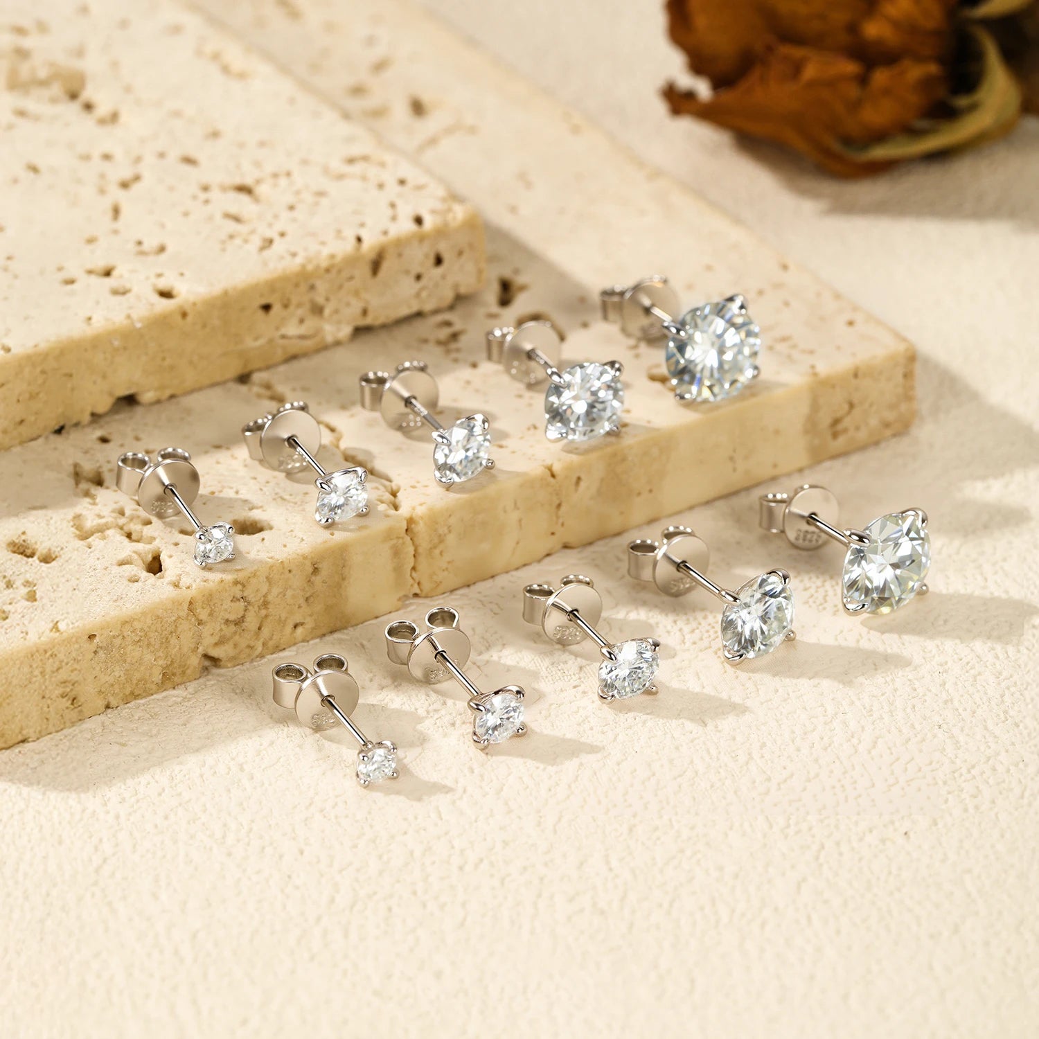 MODIAN Brincos de Moissanite de 5 Tamanhos Cor D Brincos de Tarraxa de Prata Esterlina 925 Brilhantes de Luxo Para Mulheres Joias Finas de Casamento