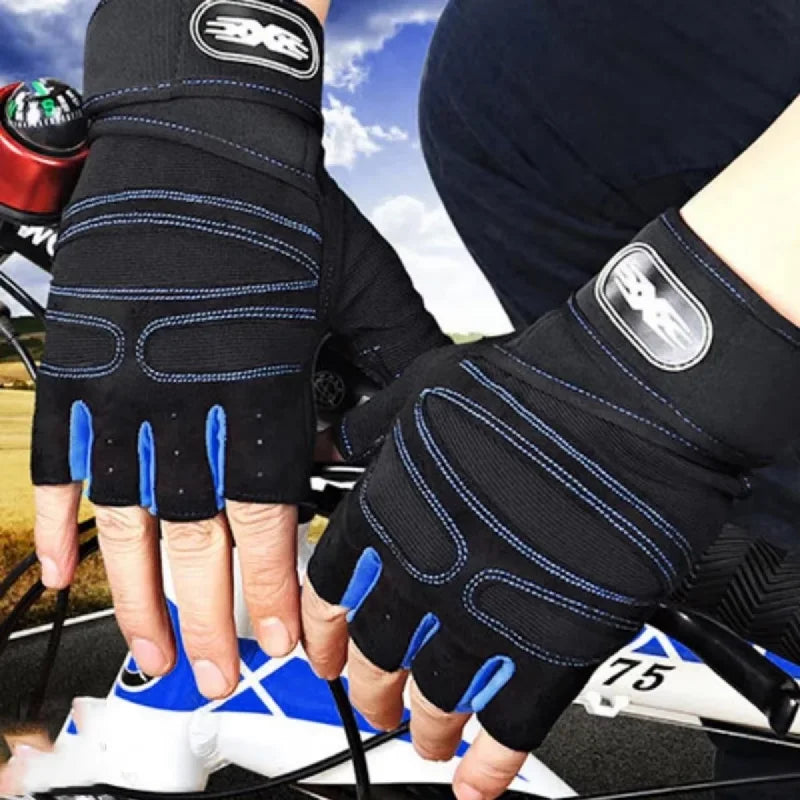 Luvas de Academia Masculinas Femininas Fitness Levantamento de Peso Luvas com Munhequeira Musculação Treino Esportes Ciclismo Luva à Prova de Choque