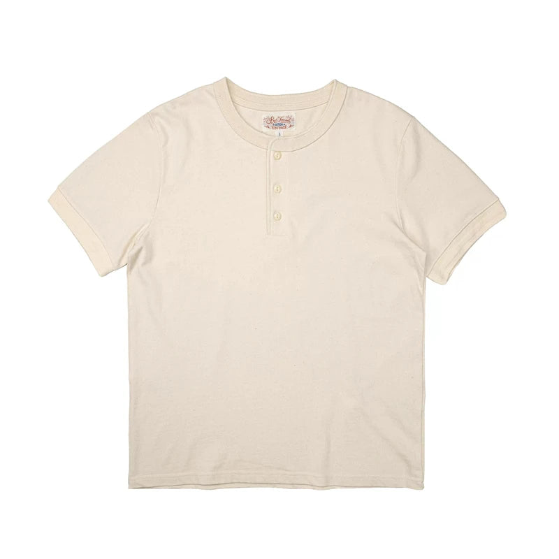 Camiseta Henley Manga Curta Red Tornado Algodão Pesado Masculina Dia a Dia Amekaji