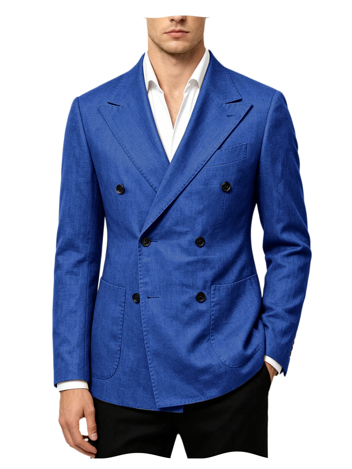 Blazer Masculino de Linho Transpassado Slim Fit Casaco de Terno Casual Negócios Jaqueta Formal para Casamento Noivo Smoking Primavera Verão