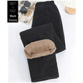 Calça Feminina Extra Grossa de Algodão Quente Forrada em Fleece, Cintura Alta, Calça de Inverno Grossa para Mulheres, Tamanhos Grandes, Calça Longa com Elástico na Cintura
