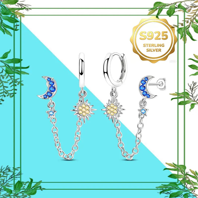 Brincos Femininos Pendentes 100% Genuínos em Prata Esterlina 925 Hipoalergênicos Luxuosos Elegantes Joia Fina Presente de Aniversário para Ela