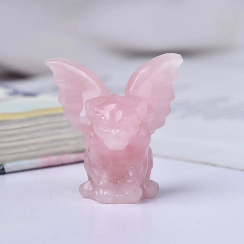 Estatueta de Gárgula de Cristal Decoração de Casa Bruxaria com Pedras Preciosas