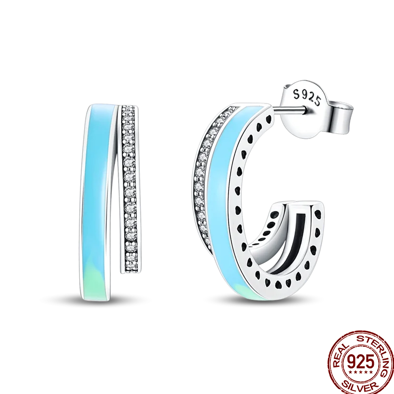 Earrings 925 Sterling Silver Colorful Shiny Zircon Earrings Temperament Charm Luxury Party Jewelry Gift Birthday Anniversary