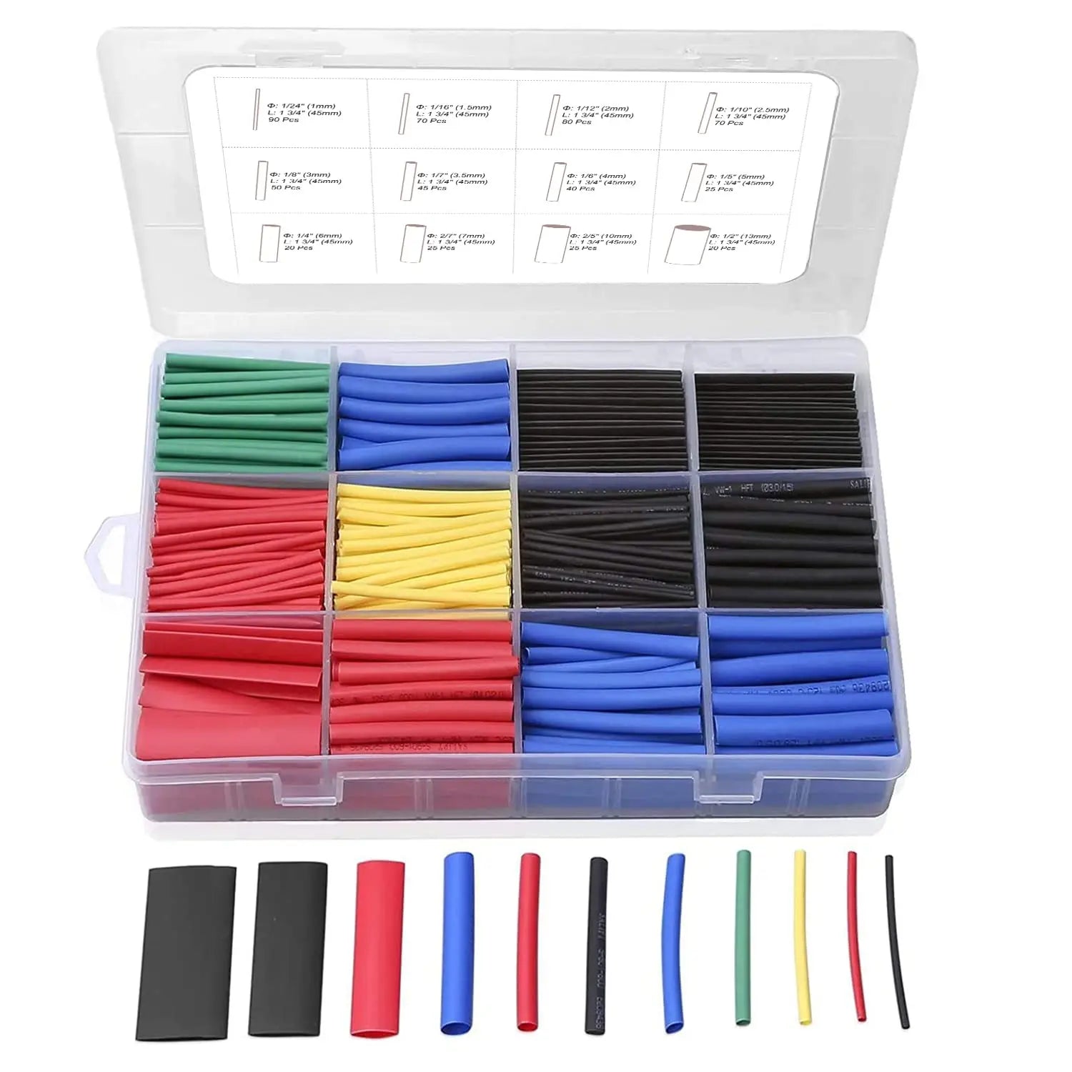 Heat Shrink Tubing Kit 580pcs 6 Colors 11 Sizes EVA