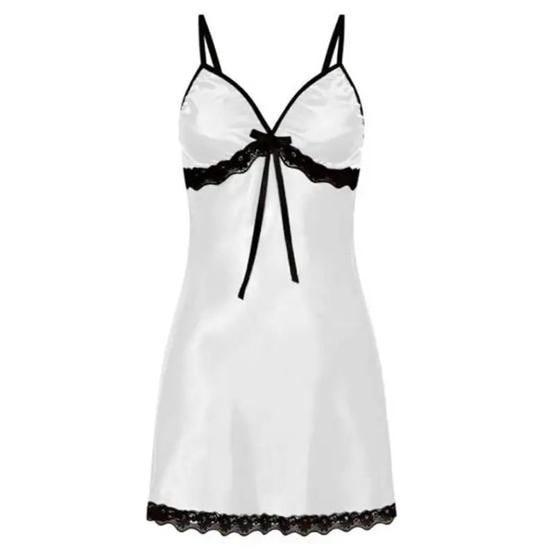 Vestidos de Dormir Femininos Camisolas de Lazer Roupas Íntimas Europeias Americanas Nova Imitação de Seda Renda Laço Alça Camisas de Dormir Vestido