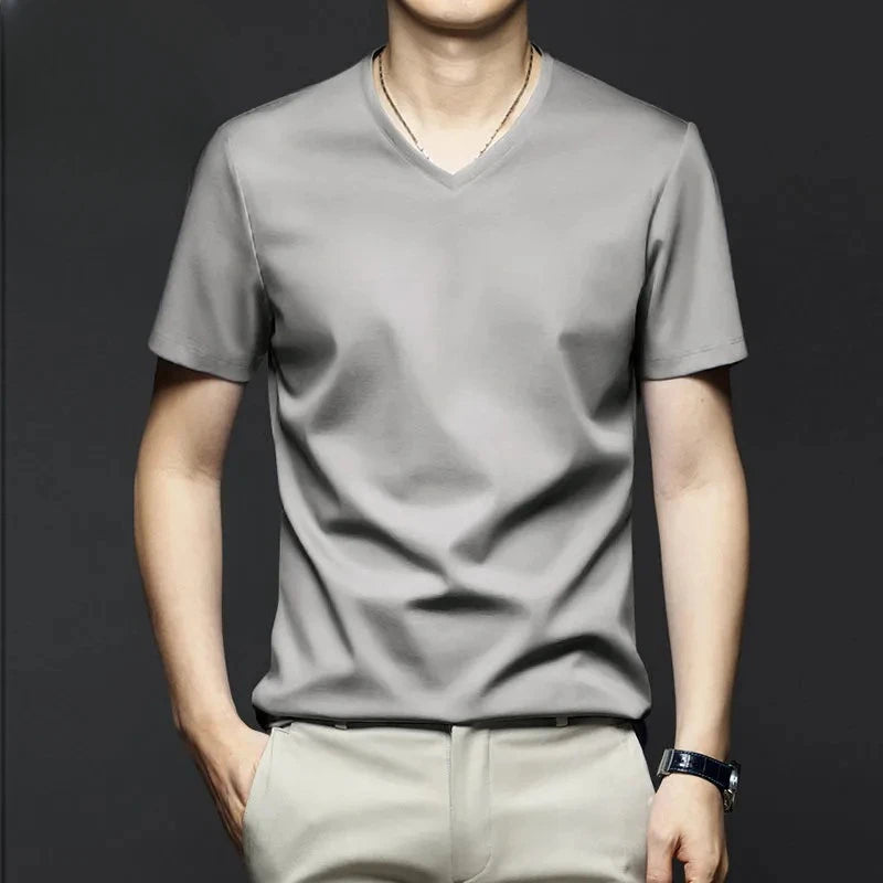 Minglu Modal Summer Men's T-shirts High Quality Short Sleeve Solid Color Round Collar Simple Casual Male Tees Plus Size 5XL