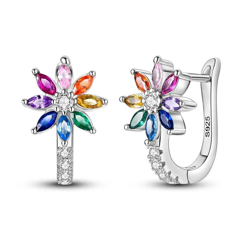 Love Heart Earrings 925 Sterling Silver Original Shining Zircon Heart Hoop Earrings For Women Wedding Anniversary Jewelry Gift