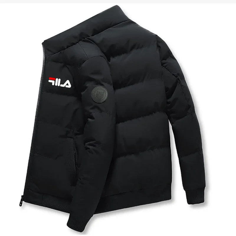 Jaqueta casual masculina de inverno e outono, curta, grossa e quente, corta-vento, com zíper, estampada, M-5XL