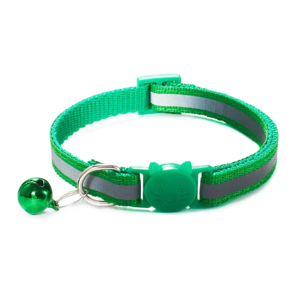 Cute Fashion with Bells Adjustable Size Cat Head Pattern Nylon Buckles Kitten Decor Cat Neck Strap Pet Accessories Cat Collar