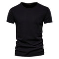 Camiseta Masculina 100% Algodão Casual Macia Fitness Verão Fina Camisetas Masculinas Roupa de Casa Gola O Manga Curta Lisa Camiseta para Homens