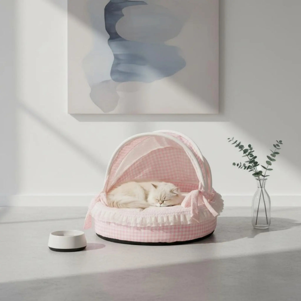 Cama para Gatos Princesa Design Felino Respirável Semi Aberta Ninho de Berço para Animais de Estimação Construção Macia e Robusta para Gatos