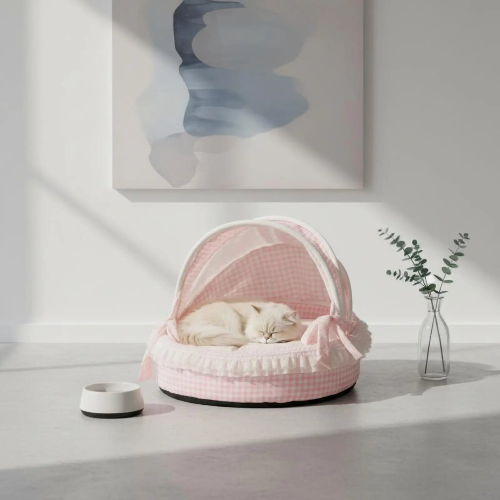 Cama para Gatos Princesa Design Felino Respirável Semi Aberta Ninho de Berço para Animais de Estimação Construção Macia e Robusta para Gatos