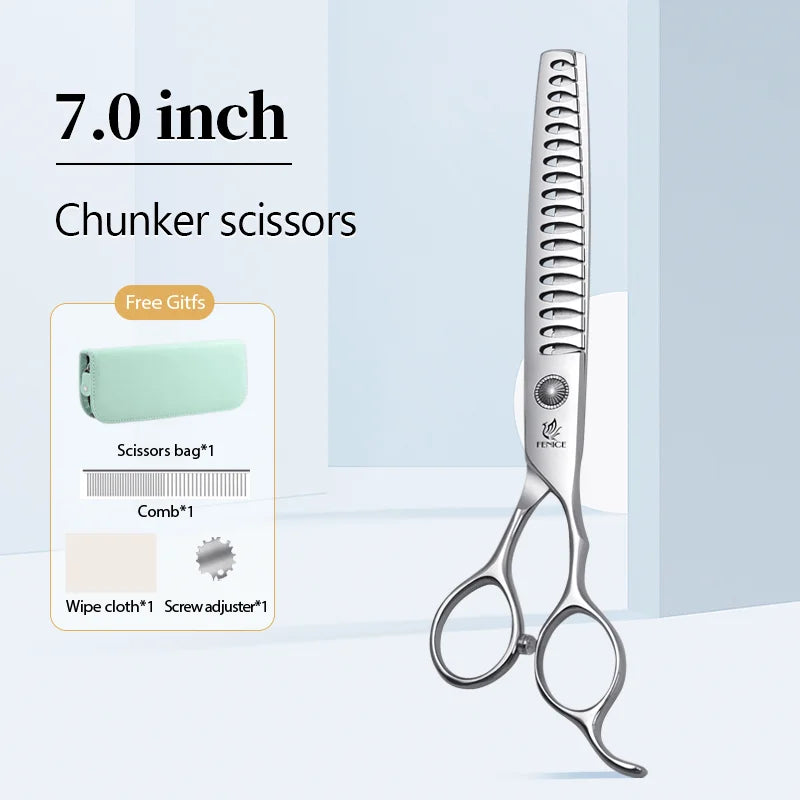 Conjunto Profissional de Tosas Domésticas para Animais de Estimação Fenice Tesouras Retas Curvas de Desbaste e Tosa de 6/6,5/7/7,5 Polegadas com Parafuso de Rolamento para Cães/Gatos