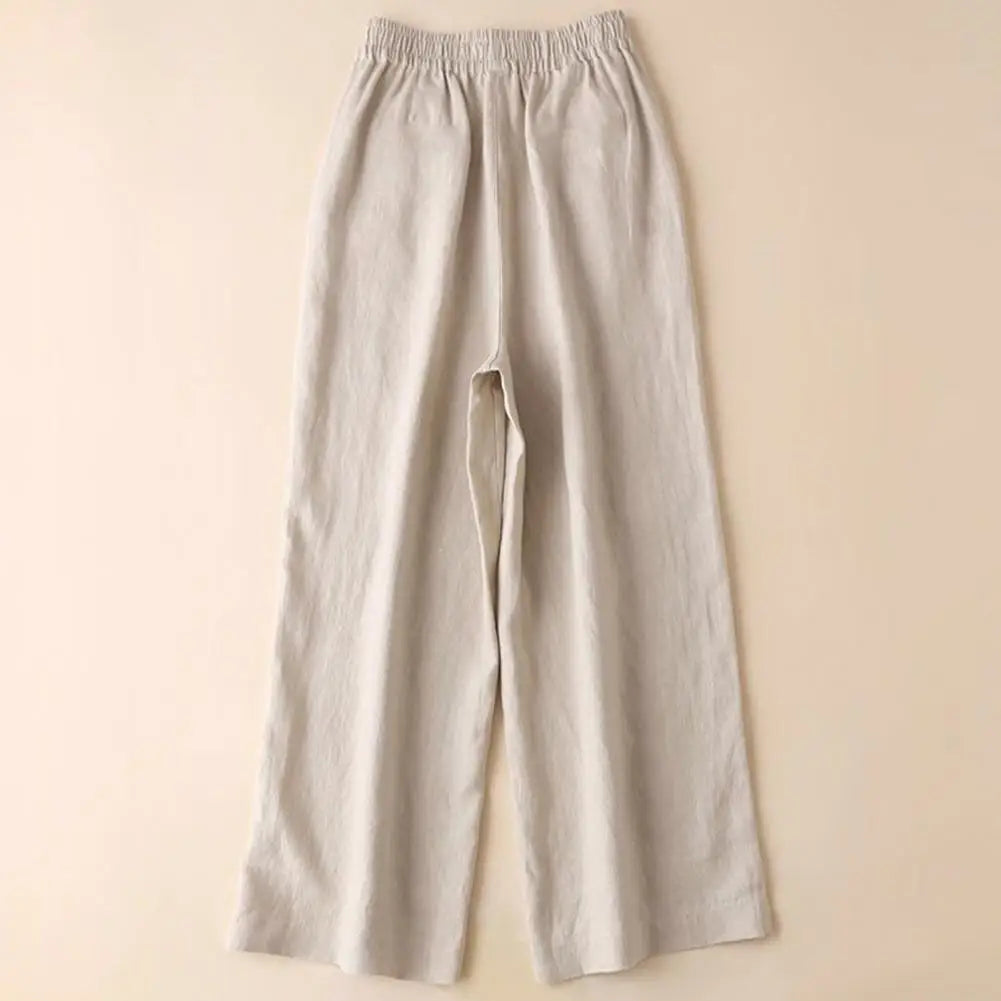 Calça Feminina Leve Macia Cor Sólida Casual Reta Comprida Calça Casual Calça de Trabalho