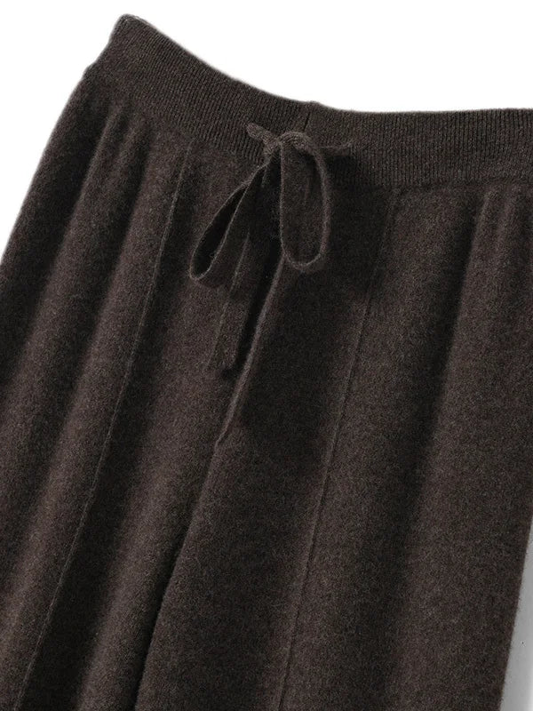 Calças Femininas de Cintura Alta de Malha, Perna Larga, Outono Inverno, Comprimento Longo, Cordão, Reta, Casual, Solta, Emagrecedora 1 - 2xl [veludo roxo camelo] calças de perna larga com costura central