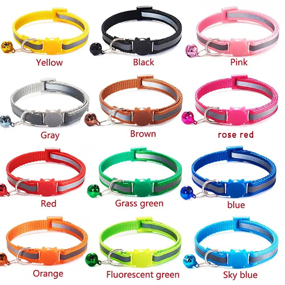 Cute Fashion with Bells Adjustable Size Cat Head Pattern Nylon Buckles Kitten Decor Cat Neck Strap Pet Accessories Cat Collar