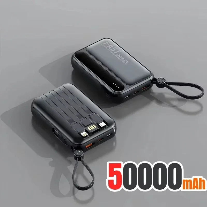 Power Bank 500000mAh 120W Large Capacity 4 in 1 Cables Display