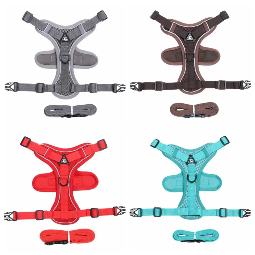 Colete Peitoral para Gato com Fita Reflexiva, Colete Peitoral Respirável Universal para Gato, Conjunto de Colete Peitoral Ajustável Anti-Fuga para Gato