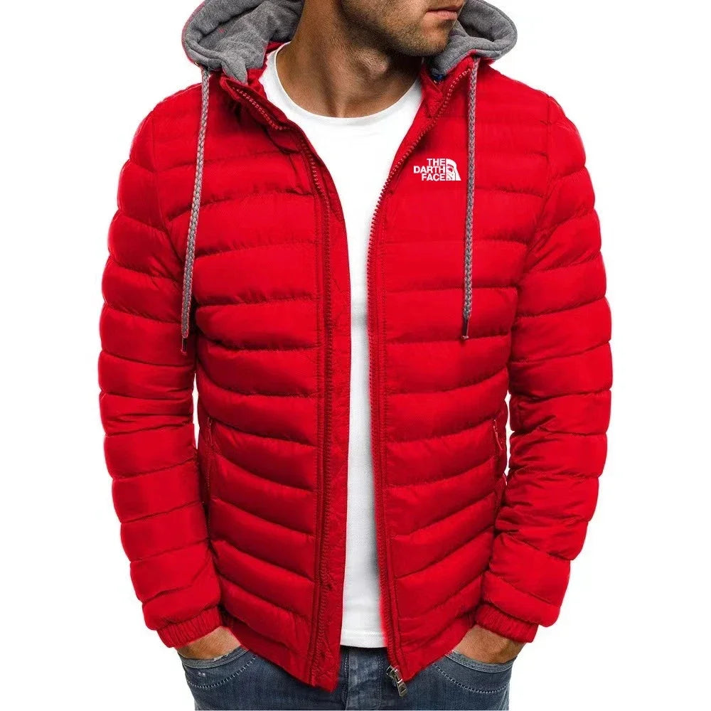 jaqueta masculina de inverno quente casual para atividades ao ar livre com zíper estilo rua negócios viagem slim fit elegante com capuz