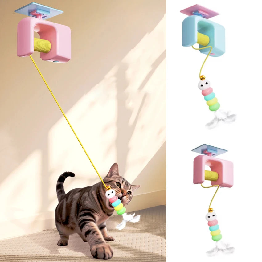Brinquedo para Gatos Pássaro Voador Elétrico Pendurado Automático Recarregável para Alívio do Estresse para Caça com Corda Elástica
