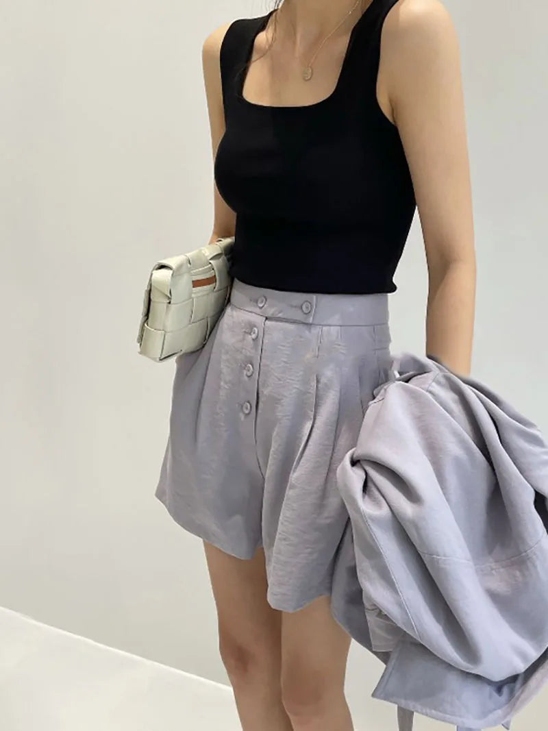 Regata de malha branca de verão com decote U de alta qualidade, chique, básica, feminina, sexy, camiseta sem mangas, top vintage, camiseta casual cropped
