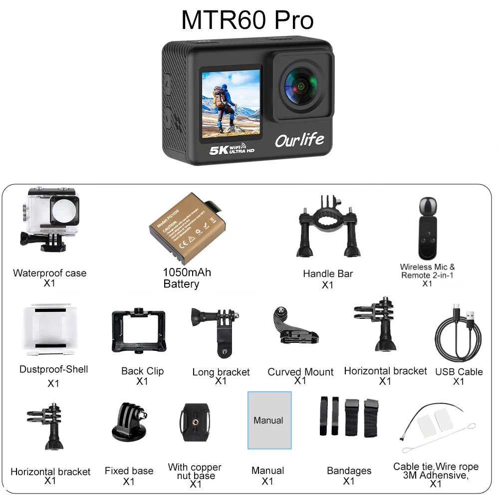 Ourlife 5K30FPS Action - Camera 2.0'' - Touch LCD 170°