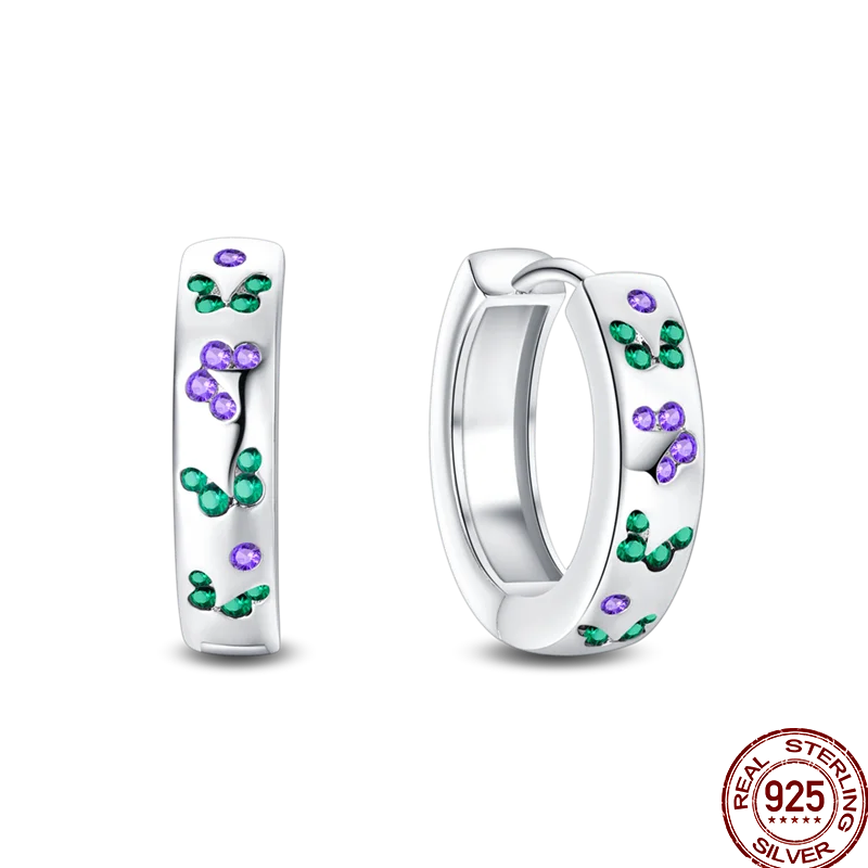 Earrings 925 Sterling Silver Colorful Shiny Zircon Earrings Temperament Charm Luxury Party Jewelry Gift Birthday Anniversary
