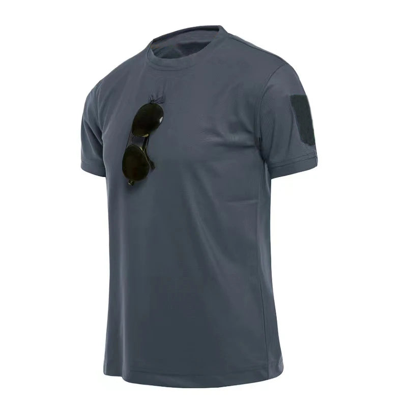 Camisetas Militares Táticas Masculinas de Verão Secagem Rápida Respiráveis Elásticas para Caminhada Camping Escalada Esportes Academia