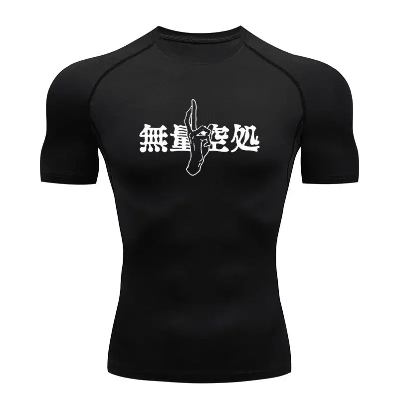 Camiseta de Compressão Anime Jujutsu Kaisen Masculina Fitness Academia Esporte Corrida Rashguard Blusa Camisa Secagem Rápida Manga Curta