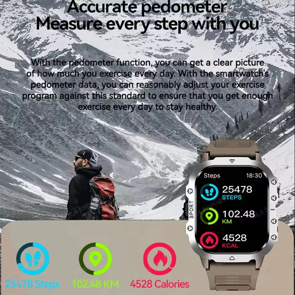 Military Smart Watch GPS Heart Rate Sleep Waterproof