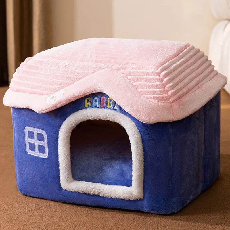 Thickened Enclosed Winter Warm  Villa Detachable Washable Pet Dog Bed  House Small  Shape Bed Home Comforter Pad
