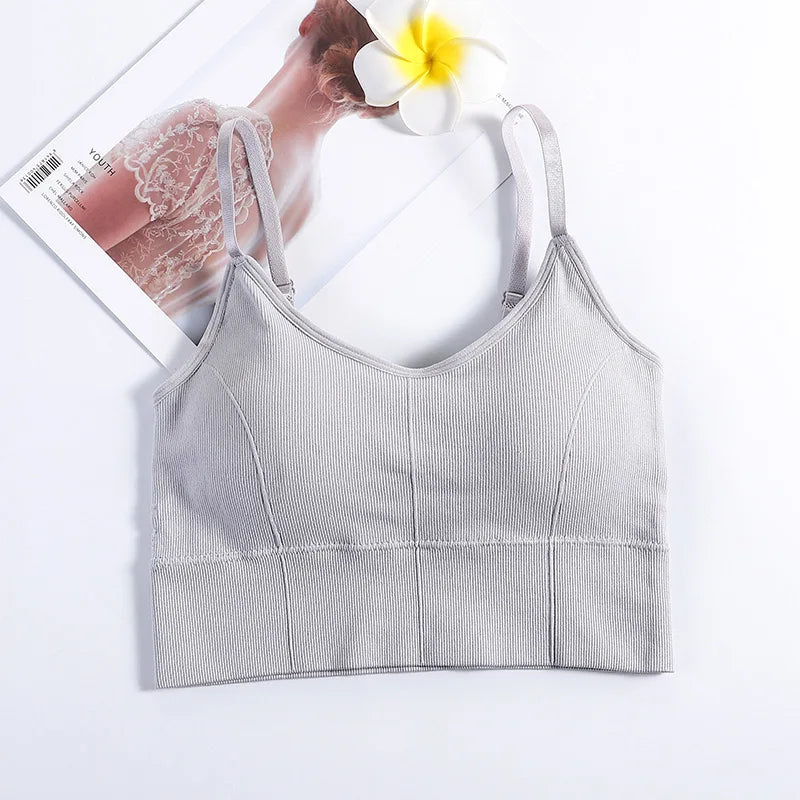Sutiã Esportivo Sem Costura Feminino Backless Top de Ginástica Feminino Roupa Íntima Feminina Alça de Ombro Ajustável Acolchoada Colete de Yoga Bralette