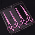 Tesouras de Tosa para Animais de Estimação Purple Dragon Japão Aço Inoxidável Rosa Curva para Cães Tesouras de Desbaste para Cães Tesouras Chunker Z3003