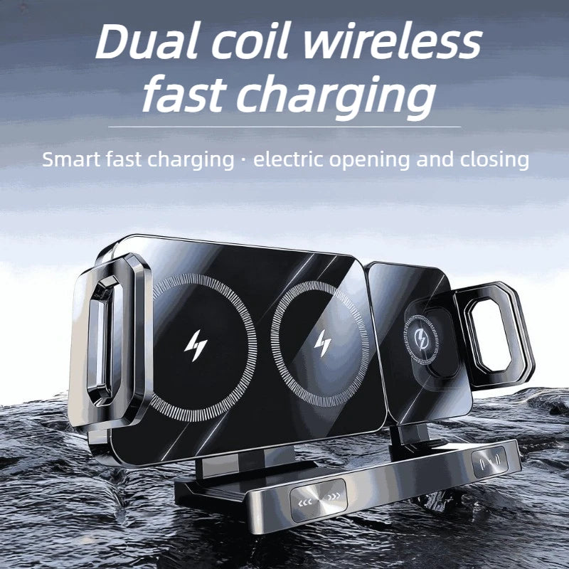 WonderNest Dual Coil Car Wireless Charger 90° Rotation Auto-Clamp