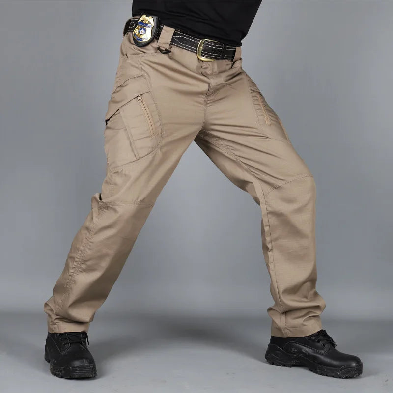 Novas Calças Táticas de Trabalho Masculinas Casuais Cargo Verão Multi-bolso Impermeáveis Calças de Trabalho Caminhada Treino Masculino