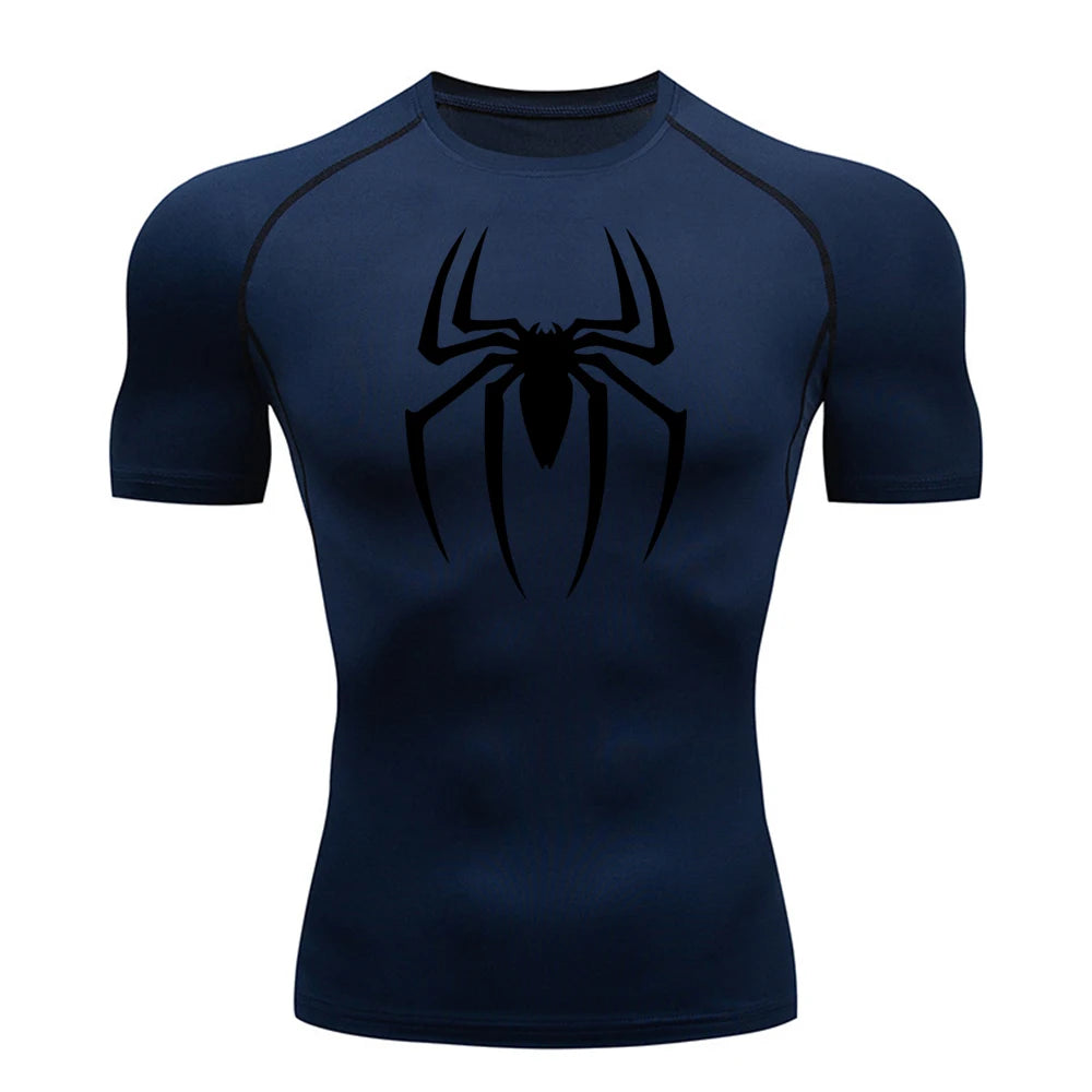 Camisa de Compressão Masculina Estampa Aranha 2025, Camiseta Secagem Rápida, Jersey para Academia e Corrida, Manga Curta Respirável, Primavera, Verão, P-3G