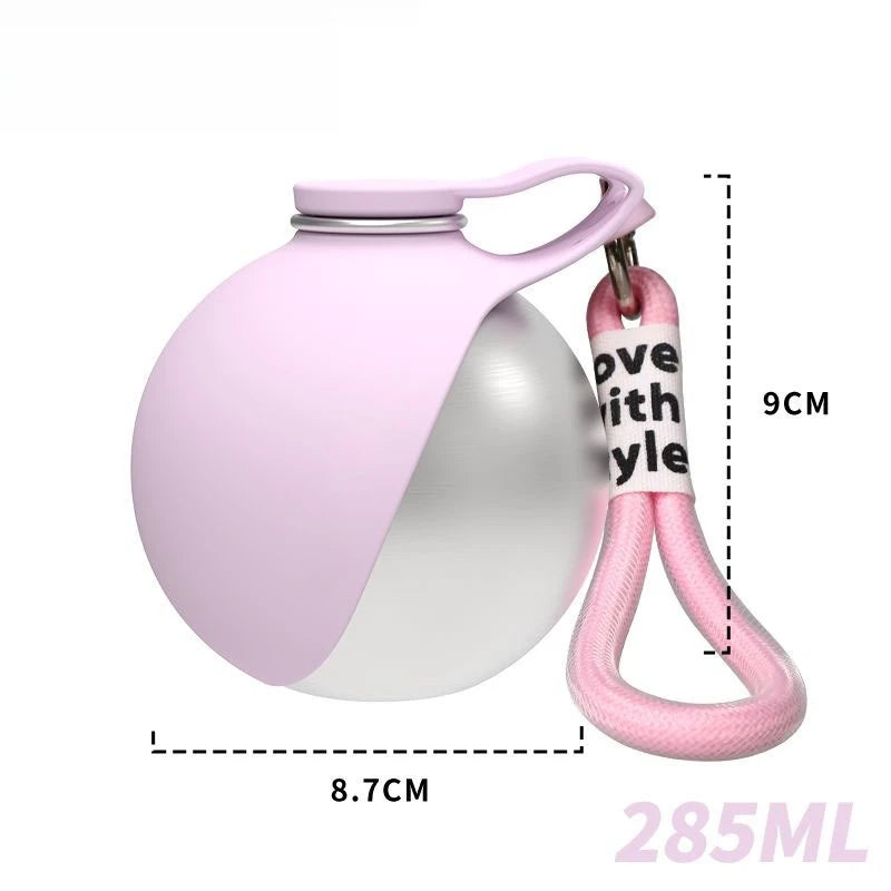 Garrafa de Água para Cães com Tigela de Silicone Removível, Construção em Aço Inox 285ml, Anti-Vazamento para Atividades ao Ar Livre como Caminhada