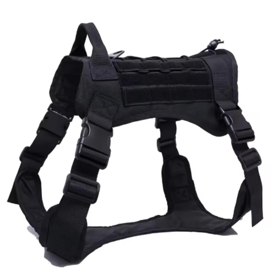 Coleira de Peitoral Tático para Cães Médios e Grandes Coleira para Cães Colete Militar para Cães Arnês Ajustável para Cães de Serviço para Treinamento e Caminhada
